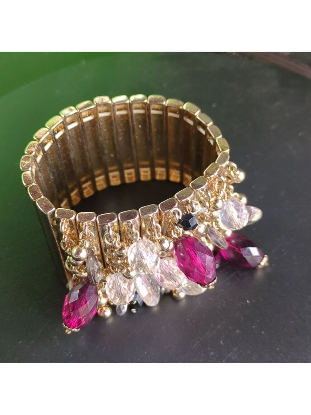 Statement Gold Yone Charms Beaded Bracelet, Stretch - Picture 8 of 8